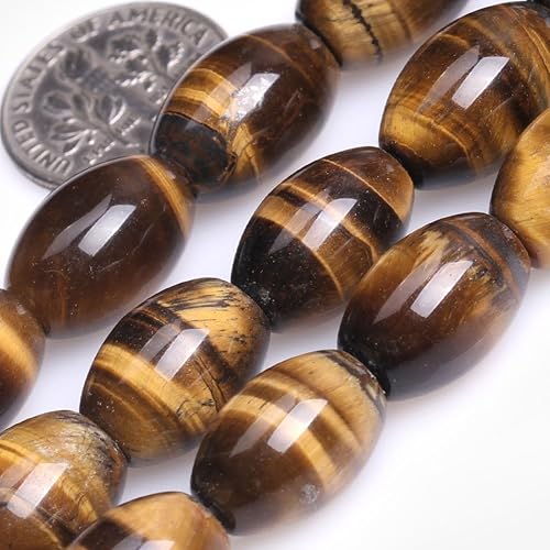 GEM-insid - Cuentas sueltas de ojo de tigre, cuentas sueltas de energía natural para hacer joyas, 0.394 x 0.551 in, Olivary de 15 pulgadas