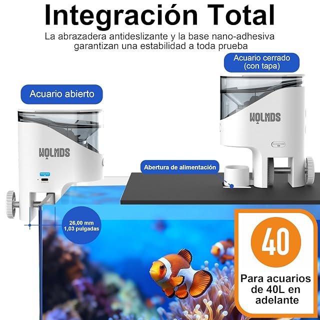 Foto 4 de 8 de Wolmds Alimentador Automático Peces WiFi con Cámara 2.5K HD Visión Nocturna, Dispensador Inteligente App