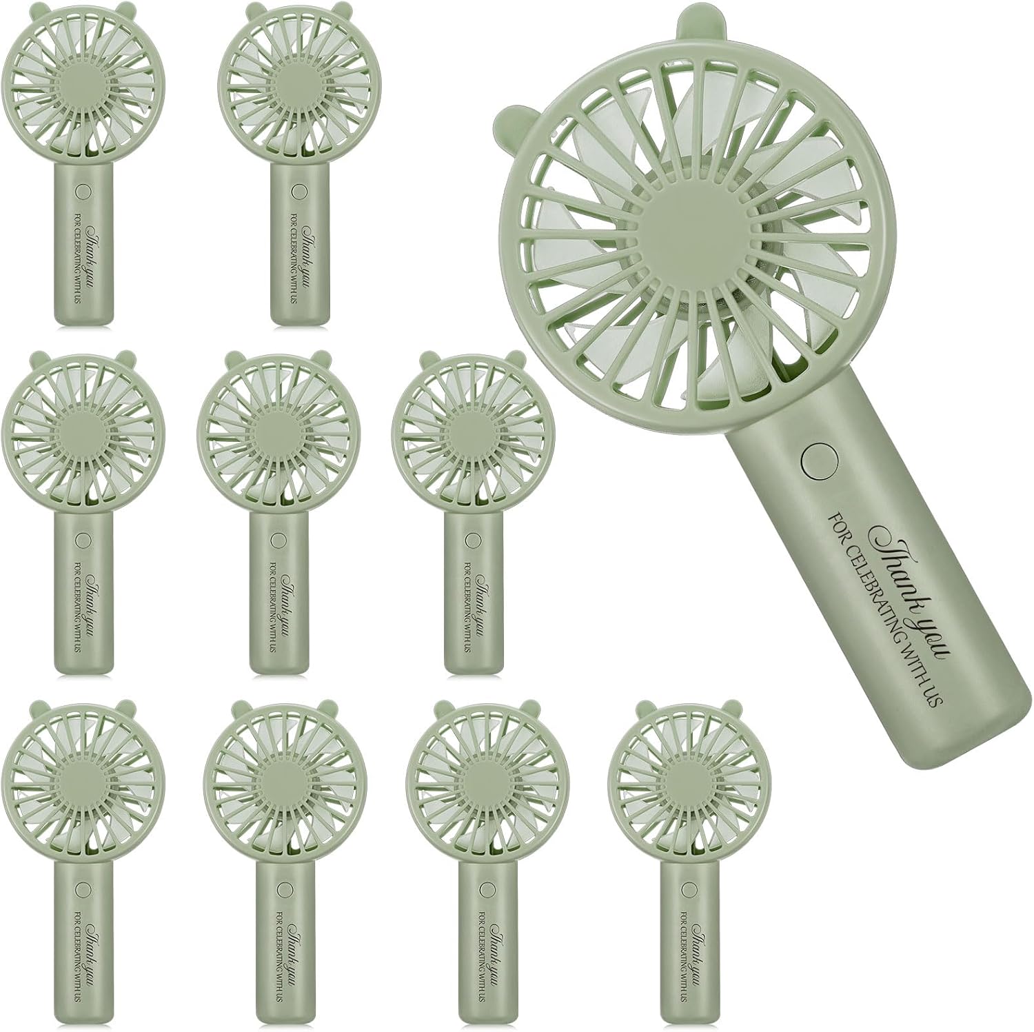 10 Pack Wedding Portable Fan, Sage Green Handheld Fan USB Small Personal Fan with 3 Speeds Eyelash Fan for Wedding Party Bachelorette Party Favor