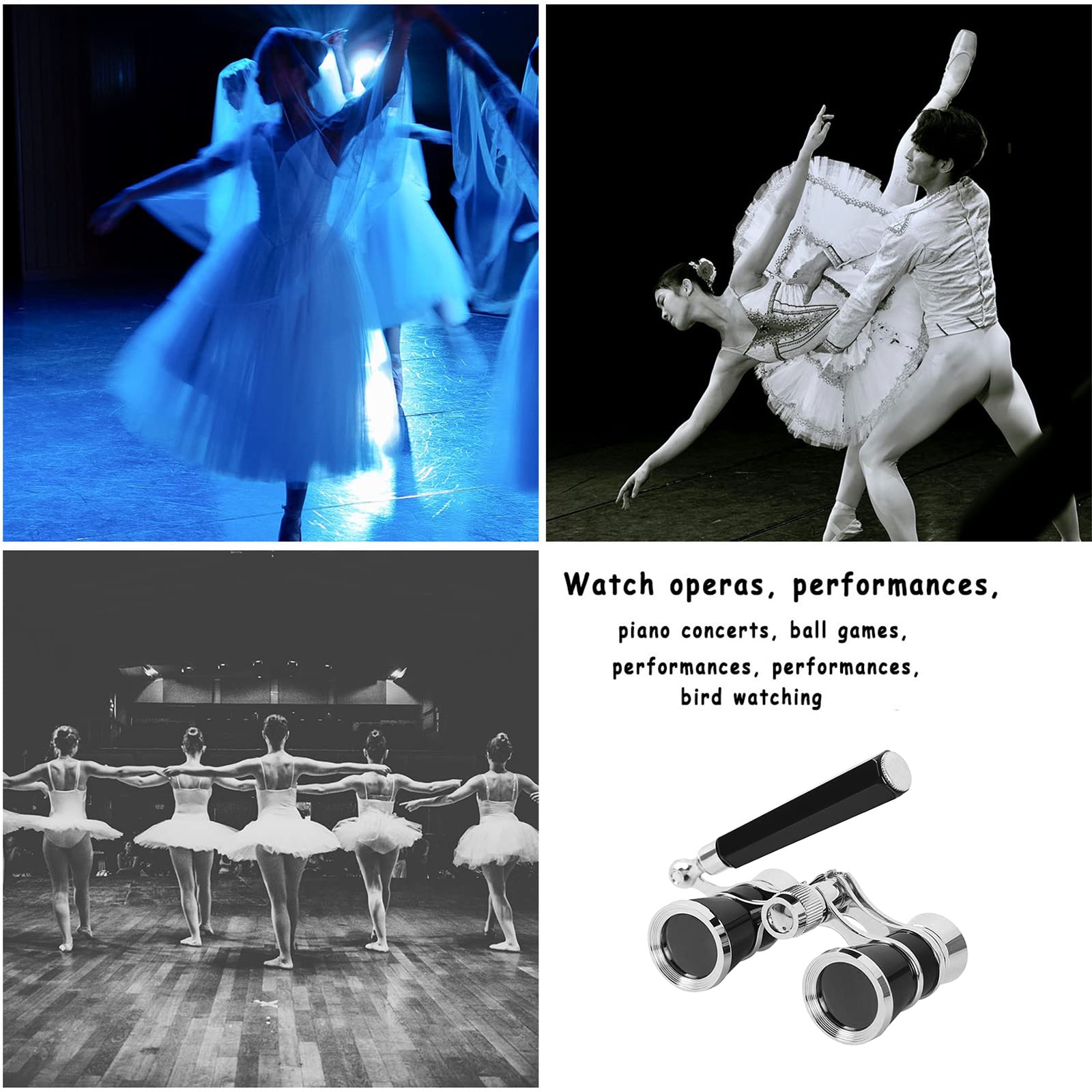 Aroncent Jumelles d'opéra 3 x 25 - Mini jumelles de théâtre vintage compactes avec poignée pour adultes, enfants, femmes dans un concert musical d'opéra