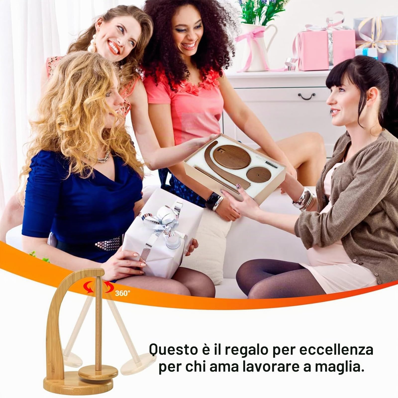 Porta Gomitolo Legno per Uncinetto e Maglia – Filare di Lana con Meccanismo Magnetico Rotante e Base Antiscivolo – Supporto per Lavori a Maglia, Idea Regalo per Amanti dell’Uncinetto