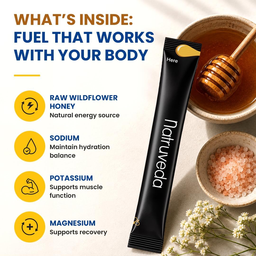 Natruveda Hydration Honey Gel Packs for Runners - Clean Salt Electrolytes Gel, Potassium & Magnesium - Natural Energy Running Gels for Endurance, Workouts & Active Seniors — Amazon image 2