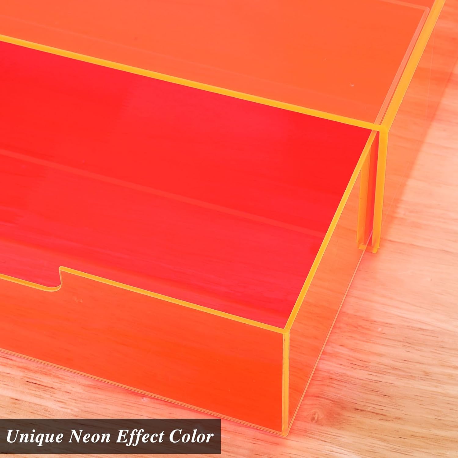 Gelite Acrylic Desk Organizer with Drawer for Makeup Vanity Stackable Desktop Storage Box for Office Supplies, 13.8 x 9.8 x 3.9’’, Neon Pink