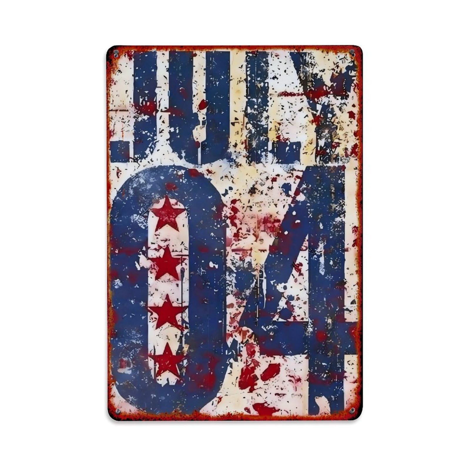 Jdyaojiesheng Vintage July Fourth Stars Stripes Rustic Tin Sign Retro Metal Wall Decor Metal Poster, Home Bar Garage Farmhouse Cafe Wall Art Decoration 8X12inches