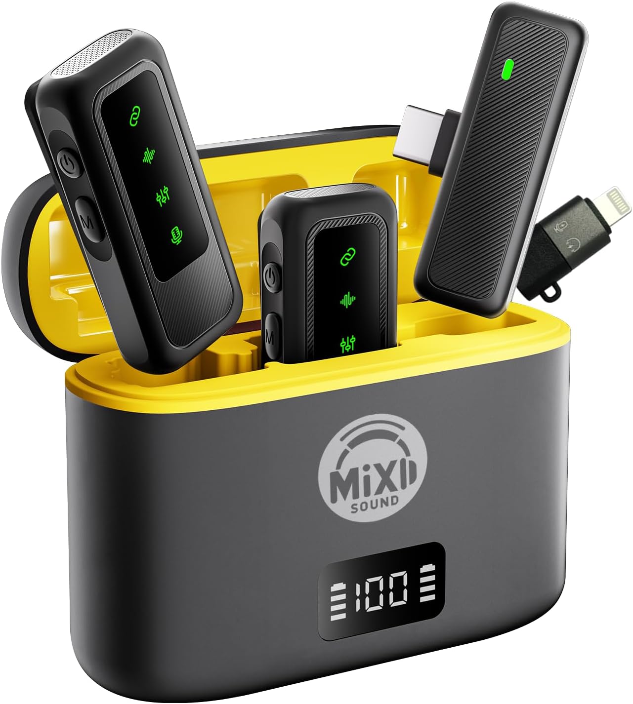 2 Pcs Wireless Lavalier Microphone for iPhone Android with Noise Cancellation and Charging Case 8H Clip on Label Mini Microphone for Vlog,Recording, Live Streaming, Interview, Podcast 131ft