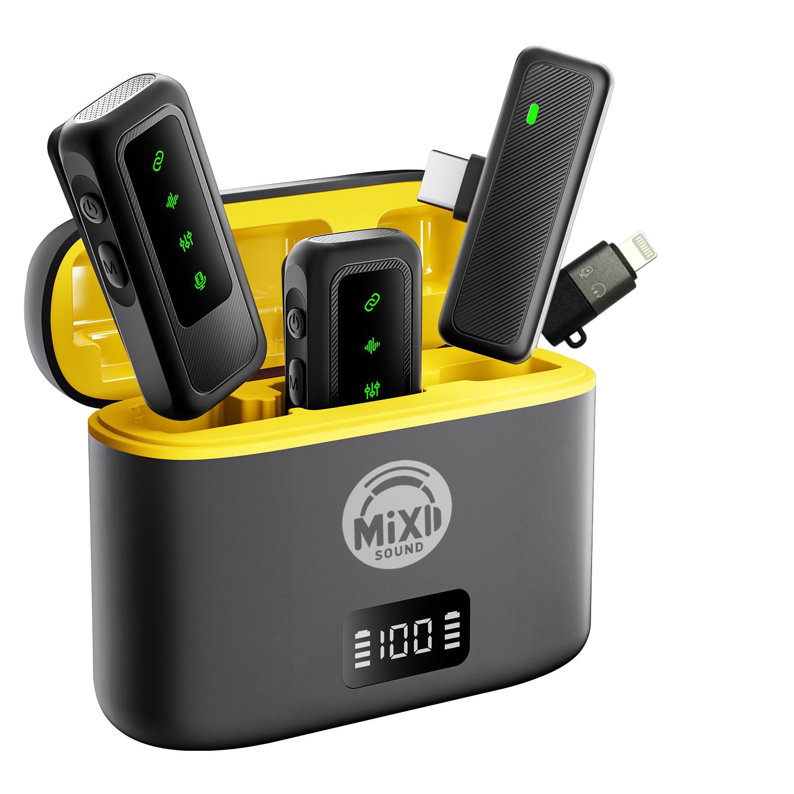 2 Pcs Wireless Lavalier Microphone for iPhone Android with Noise Cancellation and Charging Case 8H Clip on Label Mini Microphone for Vlog,Recording, Live Streaming, Interview, Podcast 131ft