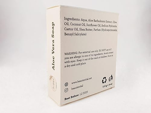 Miniatura 8 de Beautential Barra de jabón hecha a mano procesada en frío con una lujosa mezcla de ingredientes naturales (Aloe Vera)