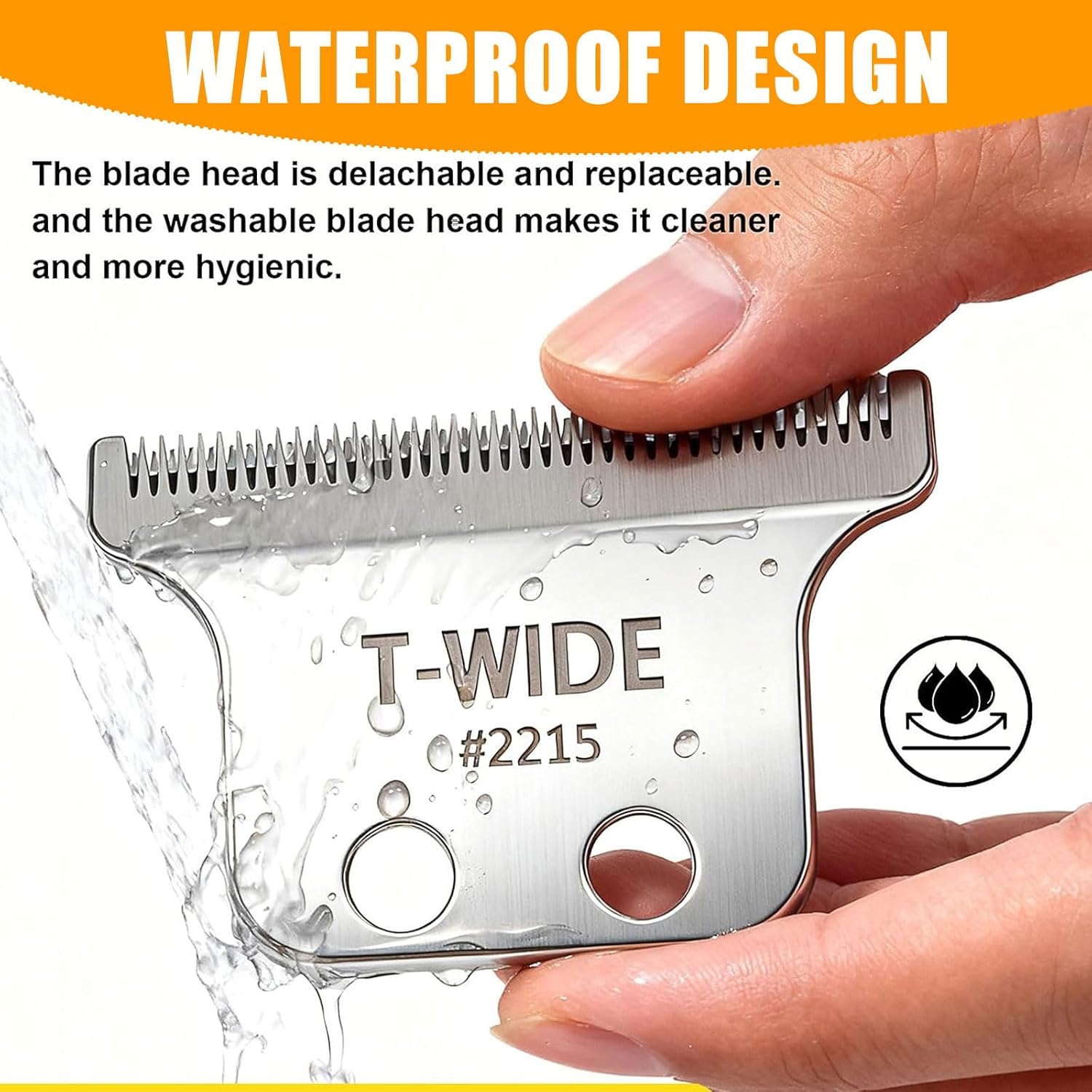 1 Pack 2215 Replacement T Wide Blades for Wahl 5 Star Detailer Li Trimmer 8081 and 8171 - Adjustable Stainless-steel Zero-Gap Trimmer Blade (Silver-1)