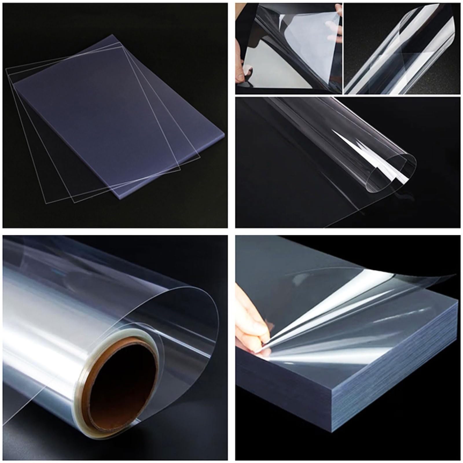 Feuille de film PET A3 transparente 420×300mm, épaisseur 0.05–0.5mm, panneau plastique flexible, idéale pour cadres photo, signalétique, affichage, bricolage et impression DTF(0.5MM-2Pcs)
