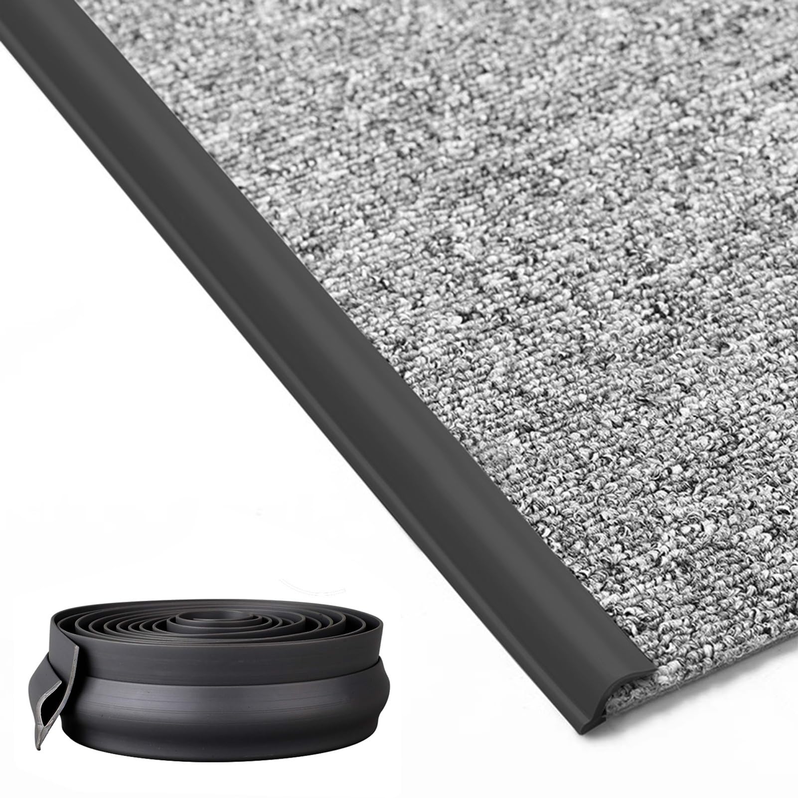Tira de transición PVC negra autoadhesiva for suelo, recortable(14m (45.9ft))