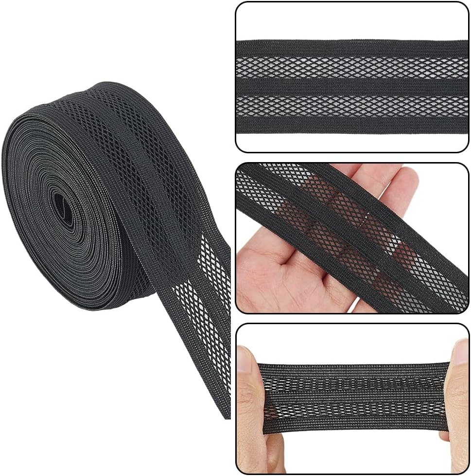 9.4 Yards 1.5 Inch Mesh Elastic Wide Band Black High Elasticity Flat Polyester Stretch Straps Bands for Sewing Making Garment Waistbands Accessories Athletic Wear DIY Craft Supply
