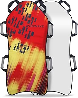 Woowave 45"×18" Foldable Snow Sled,Fits 2 Children or 1 Adult,Ultra Portable, Strong and Durable, Sturdy Fabric Stitching, Handles with Steering,Kid's Winter Fun(Yellow)