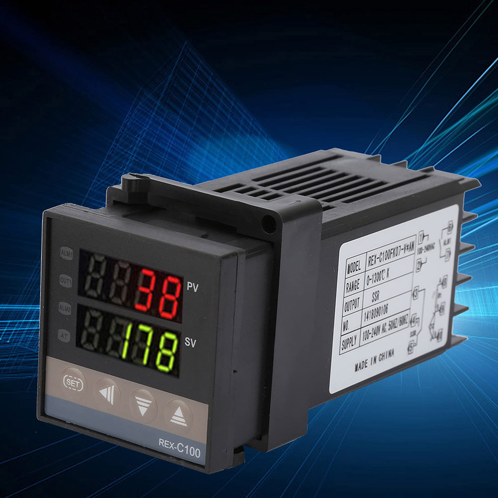 Regolatore di temperatura PX REX-C100, 0 ℃ ~ 1300 ℃ Kit termostato regolatore di temperatura LED PID digitale LED CA 110 V-240 V con termocoppia K / sensore di temperatura, 40