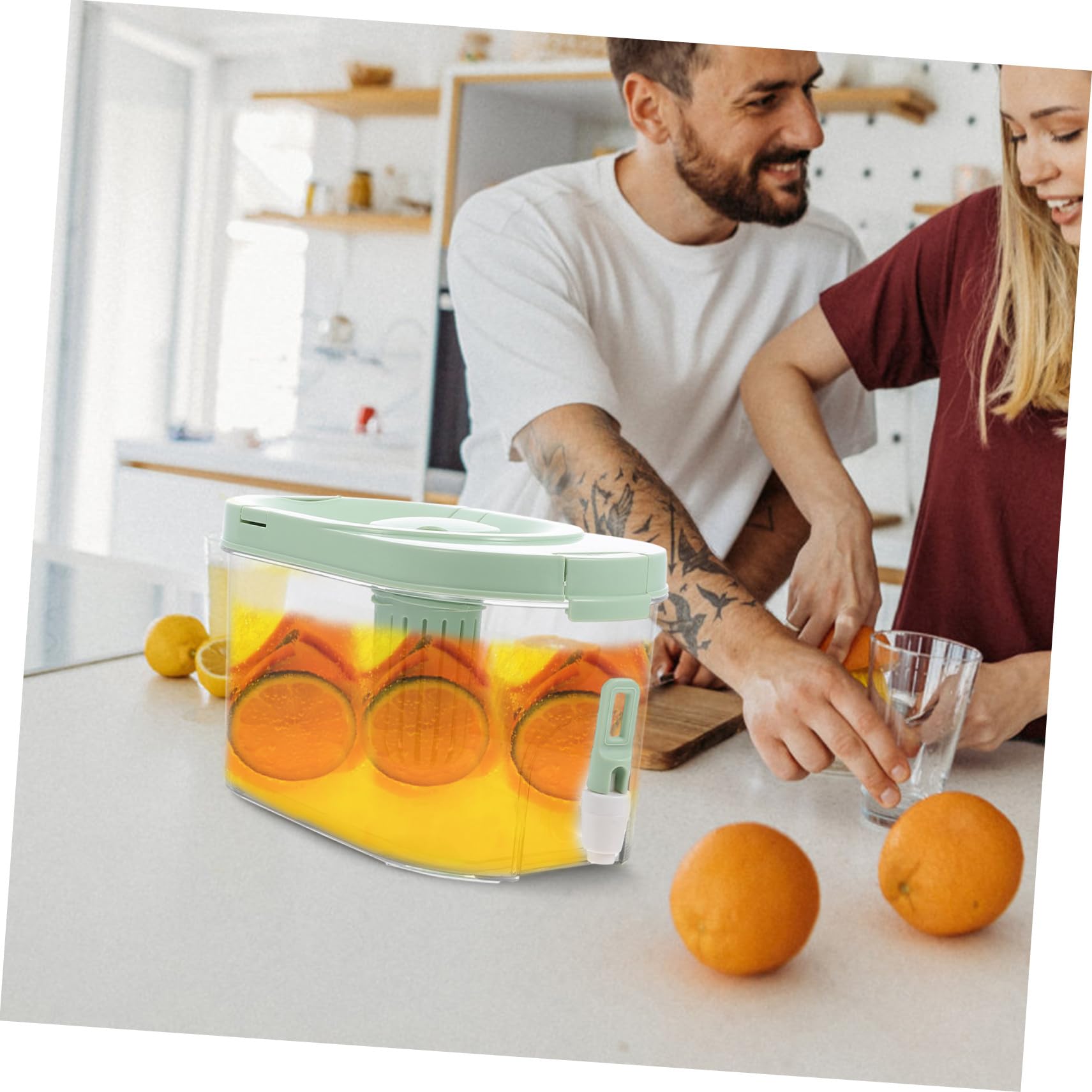 Distributeur de Boissons Froides 4l Résistant aux Différences de Température en Polypropylène Robinet Anti-obstruction pour Restaurant et Fête