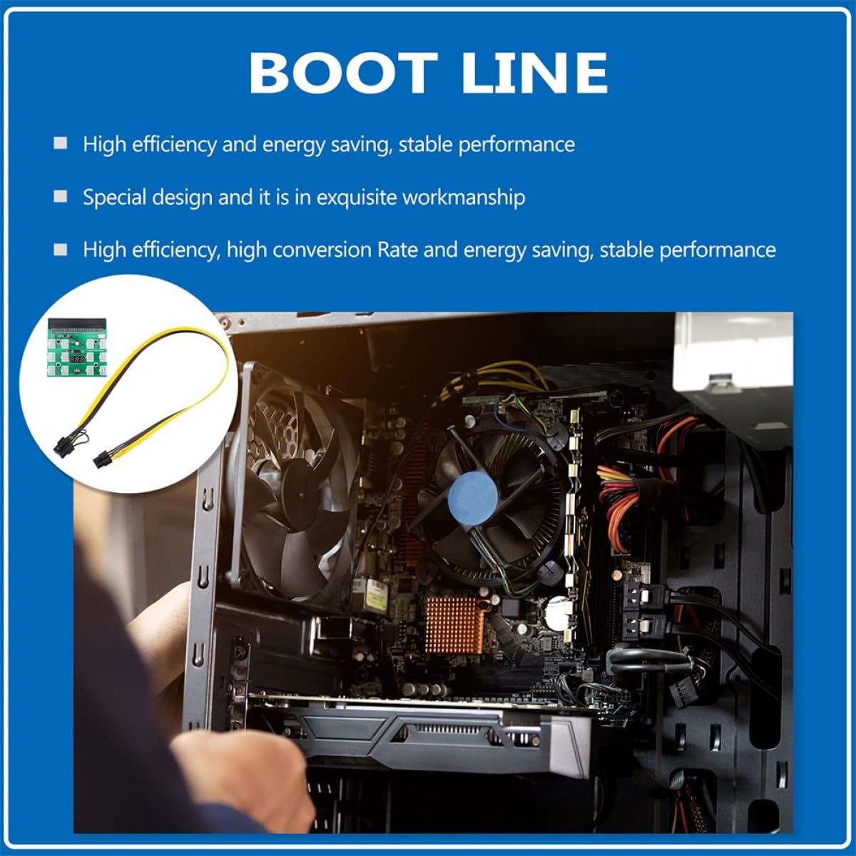 SHINEOFI Netzteil Gpu Mining Adapter 6-pin zu 8-pin Kabel aus Verzinntem Kupfer für Stabile Stromversorgung und Ersatz Defekter Kabel im Server und Computer Bergbau