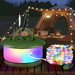 Camping String Lights, Retractable 10m RGB Flash Lamp, Rechargeable Fairy LED Rope Lights Outdoor Waterproof, Portable Hanging Lantern for Outside Tent Patio Awning Garden RV Essentials