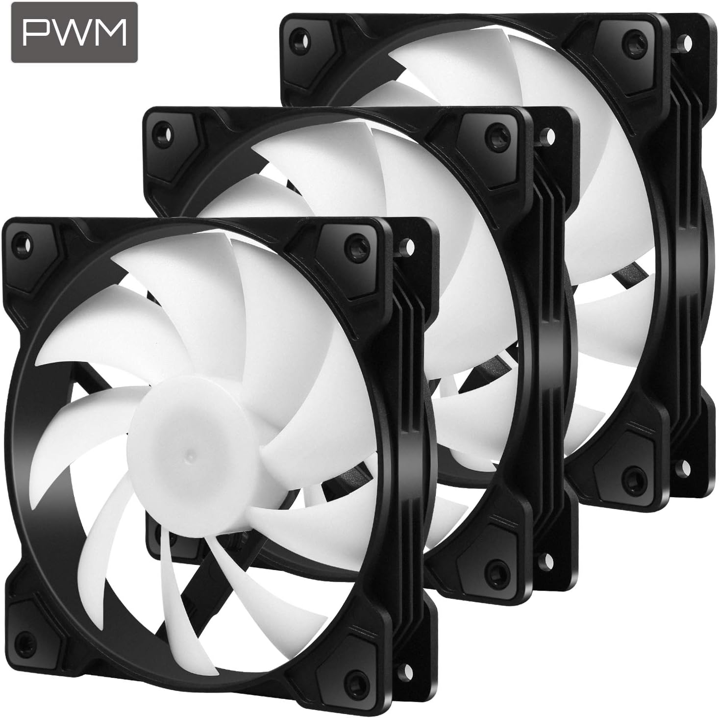 upHere 120mm PWM 4-Pin High Airflow Long Life Case Fan for PC Cases, CPU Coolers, and Radiators 3-Pack,SR12-BW4-3-US