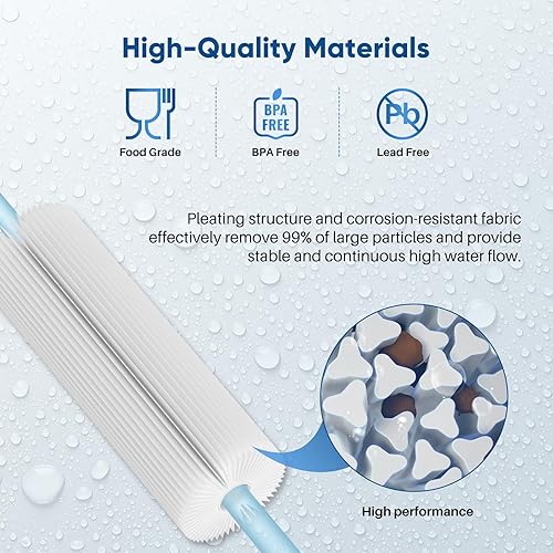 Miniatura 7 de PUREPLUS Filtro de sedimento plisado extra grueso de 10 x 4.5 pulgadas para agua de pozo, cartucho de repuesto para GE FXHSC, Culligan R50-BBSA,