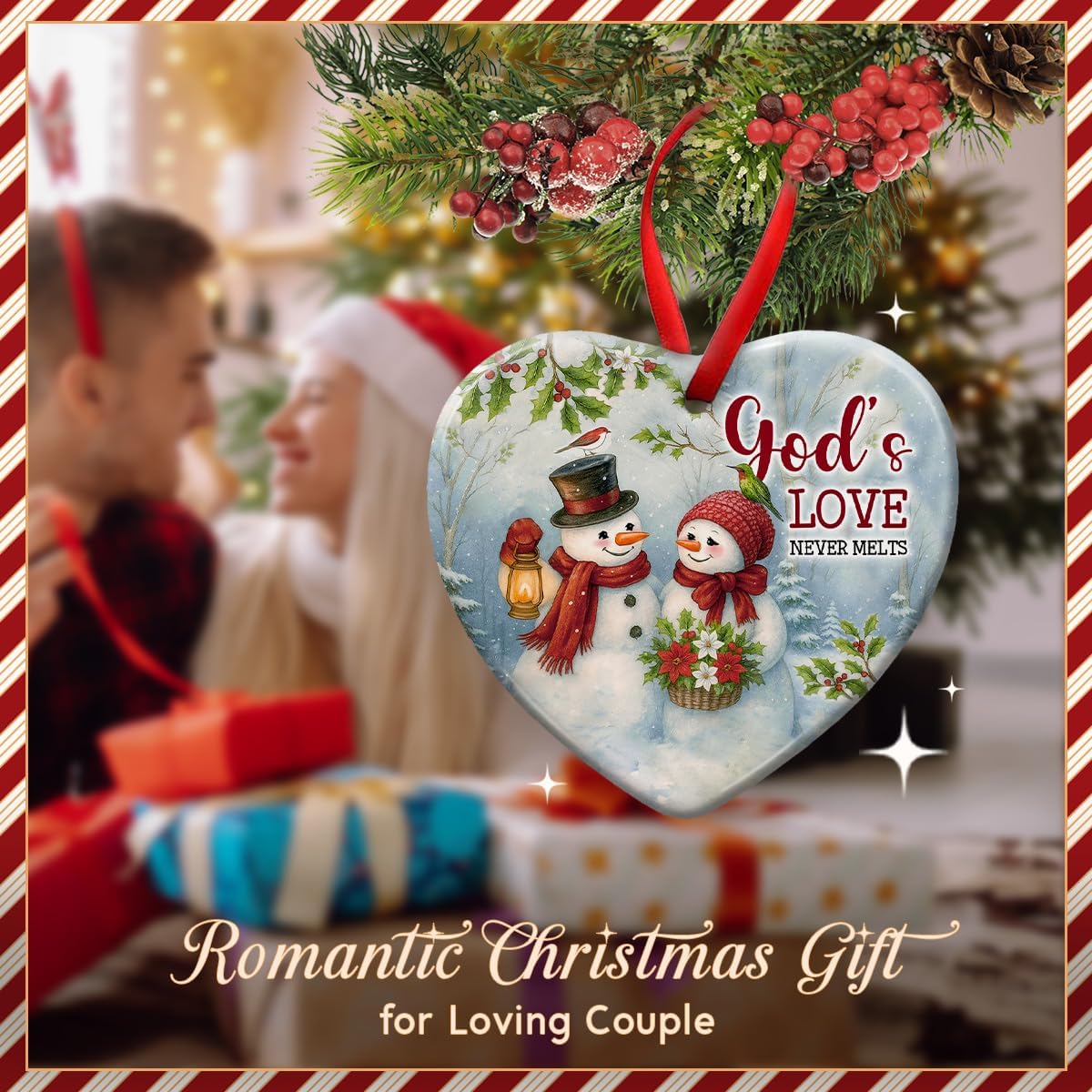 Couple Snowman Ornament 2025 – God’s Love Never Melts Tree Decor - Romantic Holiday Keepsake Gift for Married, Couples, Newlyweds, Anniversary Decoration, Home Decor, Xmas Gift Idea for Her - Image 7