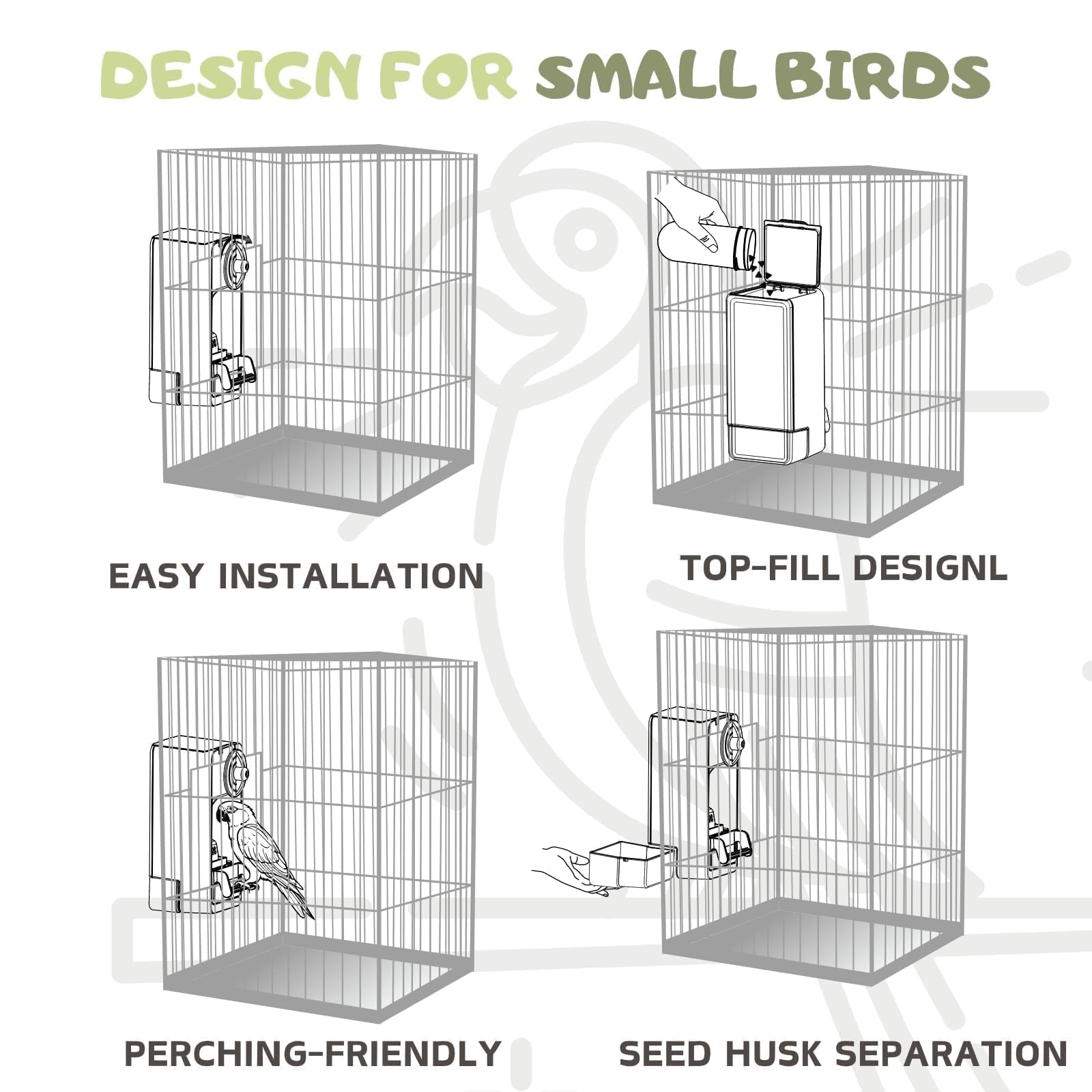 Mangiatoia Automatica Per Uccelli Trasparente - Capacità Elevata Per Pappagalli E Canarini - Foto 4