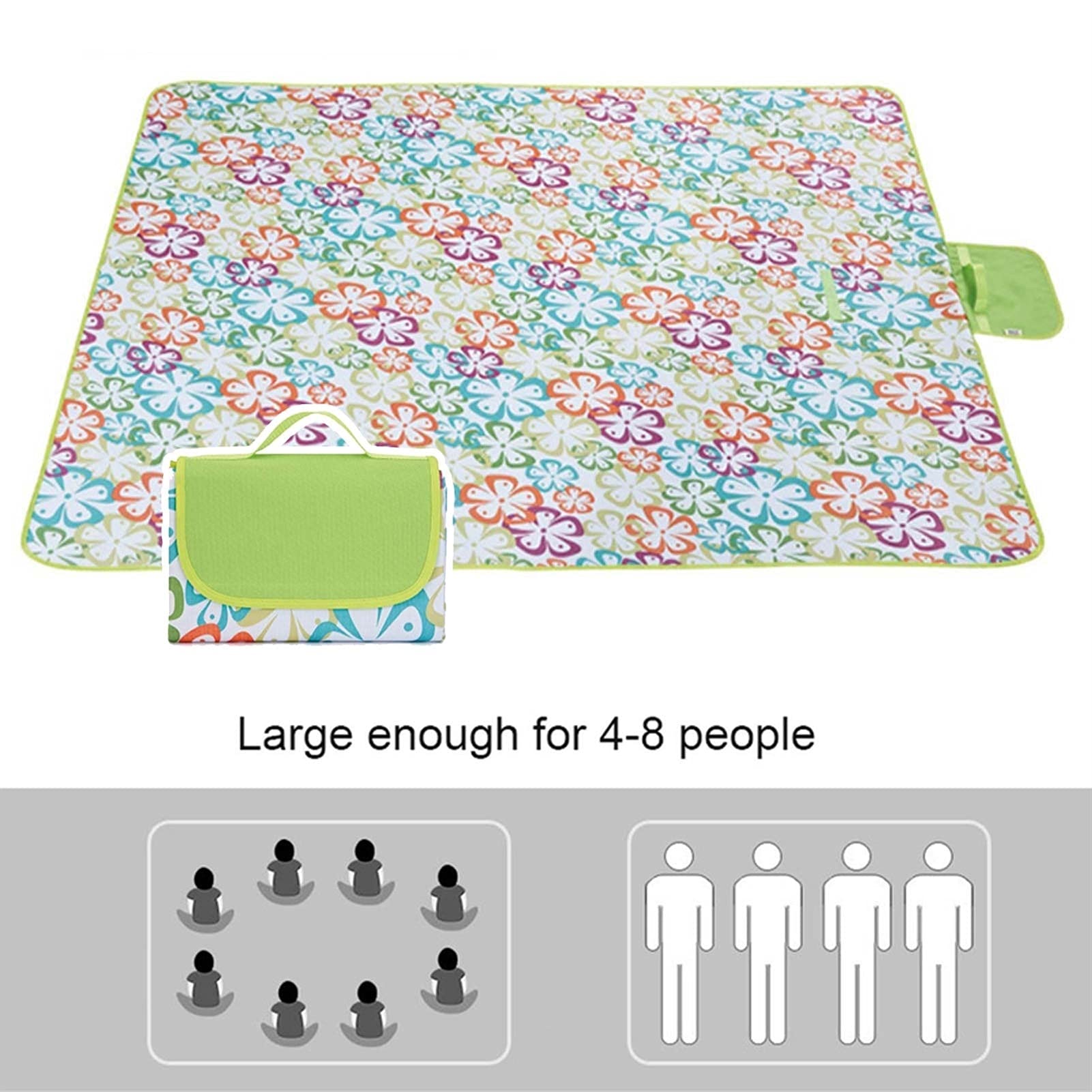 Couverture Pique Niques Imperméable, 200 x 200 cm Portable Tapis Pique Niques, Nappe Picnic Natte de Plage pour Jardin Camping Extérieur (Color : Color Flowers)