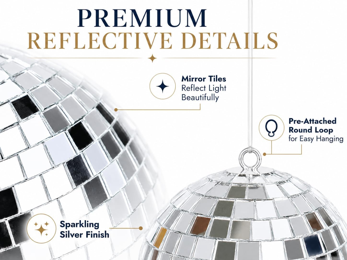 Youdepot 22PCS Mini Disco Balls and 1.97 Inch Disco Ball String Lights Bundle, Silver Mirror Ball Decorations for Parties and Christmas image 3