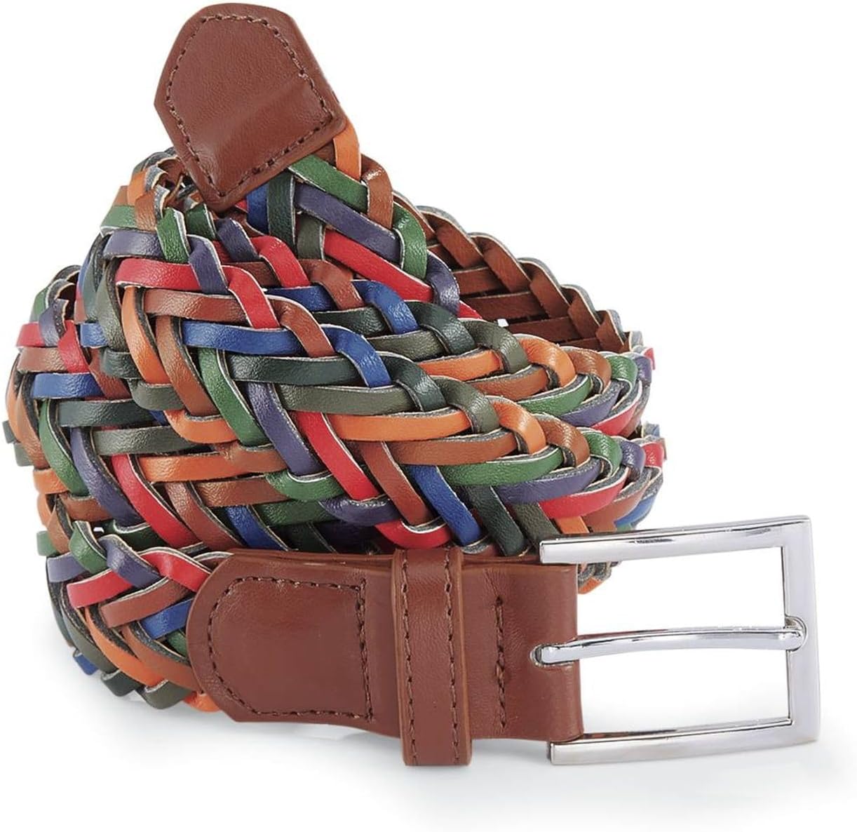 SAGEFINDS Colorful Braided Belt, Women’s Woven Vegan Leather Belt, Casual Style, Adjustable Fit