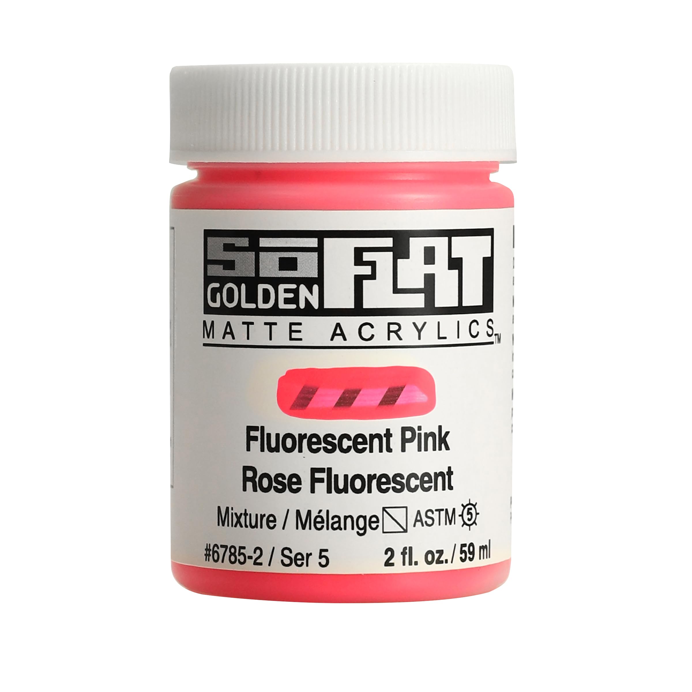 Golden SoFlat Matte Acrylic Paint, 2oz jar, Fluorescent Pink (6785-2)