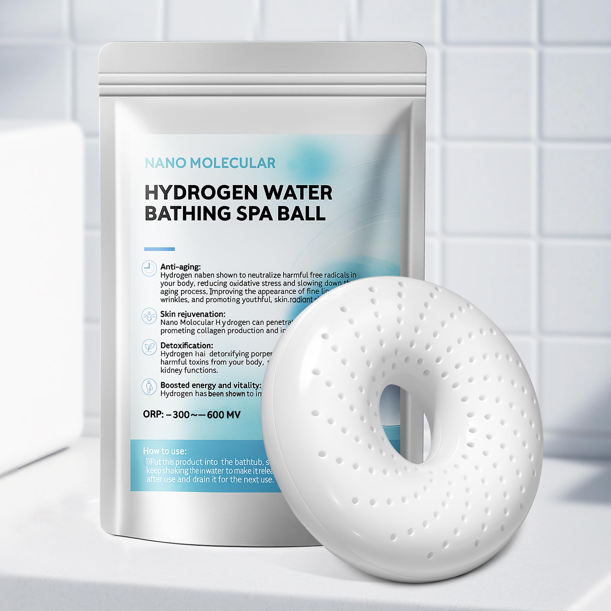 Bombe a sfera da bagno a idrogeno, per alleviare i muscoli e lo stress, bombe molecolari all'idrogeno H2 per spa e idrogeno, design riutilizzabile per tutto il corpo, piedi o bagno a mano