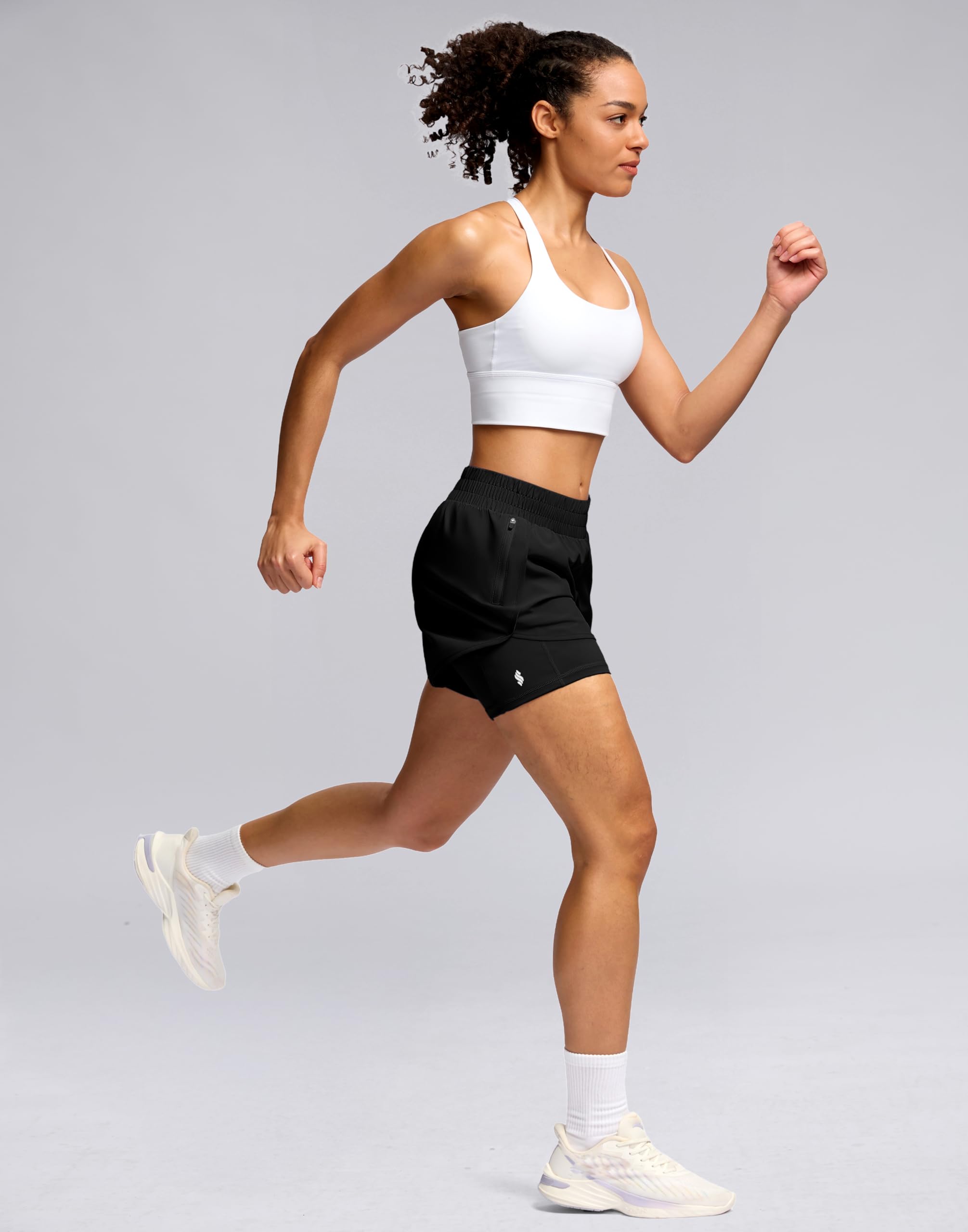 Soothfeel Pantaloncini sportivi da donna 2 in 1 con fodera con tasca con cerniera da 12,7 cm, a vita alta, per palestra, allenamento, tennis, pantaloncini da donna
