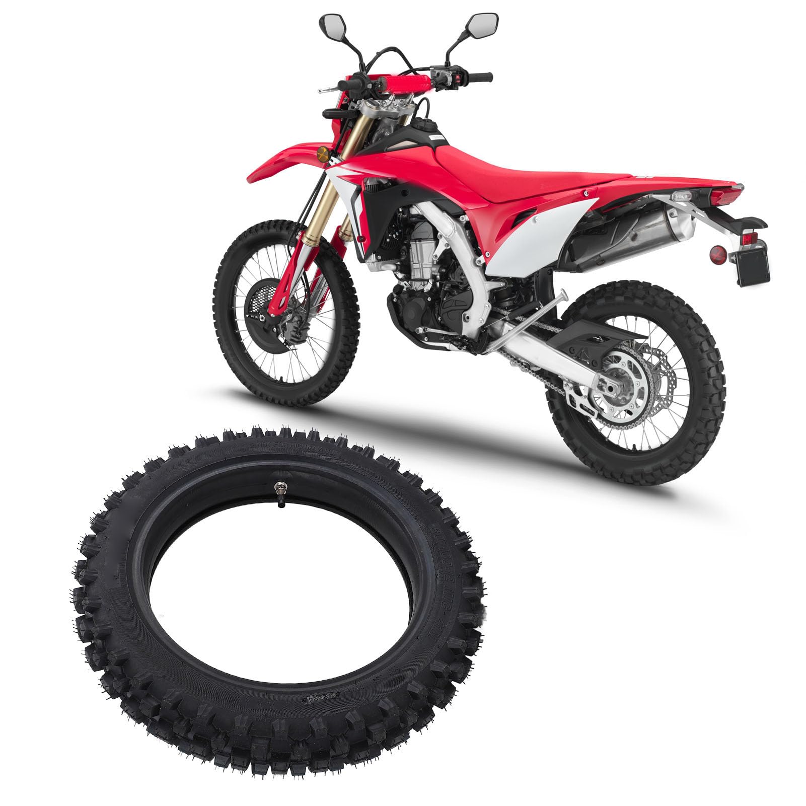 aqxreight 80/100-12 Pneu 3.00-12 Kit de Pneu de Moto Hors Route et Tube Intérieur avec Soupape TR87 pour Bord de 12 Pouces de Vélos de saleté Mini Vélos de saleté