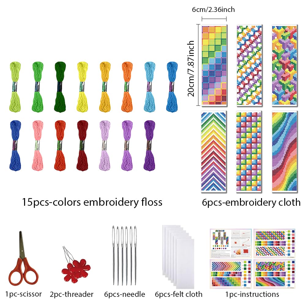 FREEBLOSS Cross Stitch Bookmark Kits - 6 Sets -2