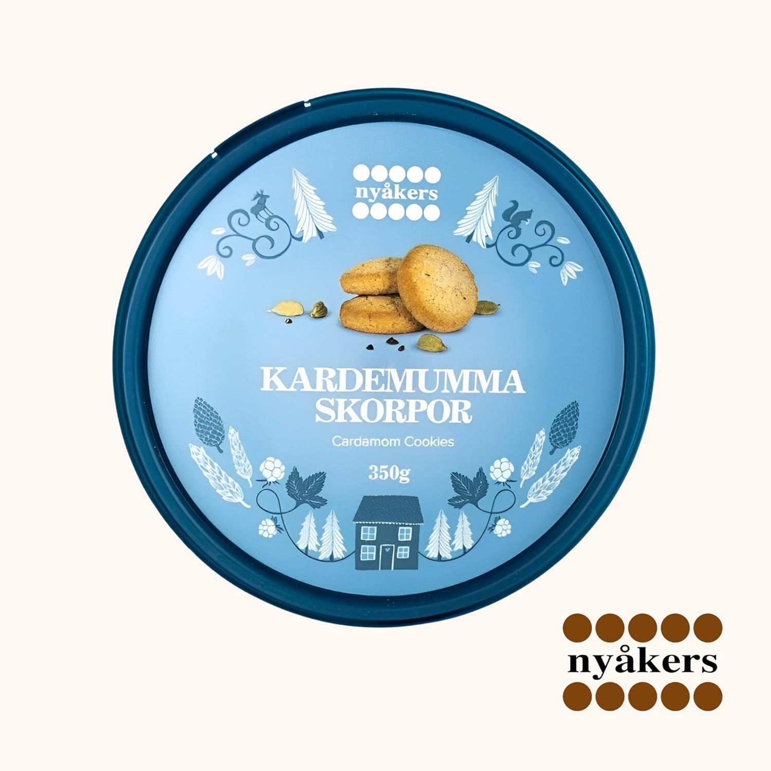 Nyakers Kardemumma Skorpor Swedish Cardamom Cookies - Small Crusts Shortbread Cookies with Cardamom Spice Traditionally Baked in Sweden - Gourmet Sugar Cookies for Christmas & Any Occasion (12.34 Oz)