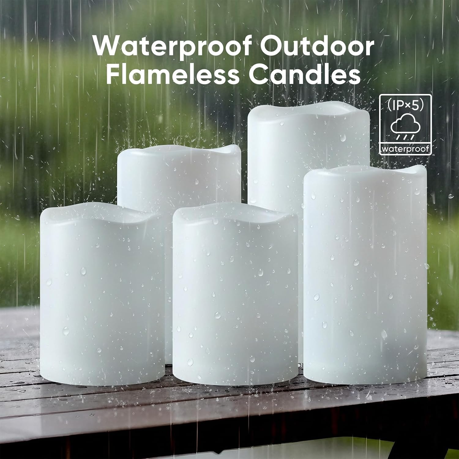 Amagic Flameless Candles Dusk to Dawn Sensor, Outdoor Waterproof Candles Battery Operated, Auto On/Off Flickering Fake LED Pillar Candle for Patio, Yard, Porch, Entryway, Lantern Decor, D3” x H4”5”6”