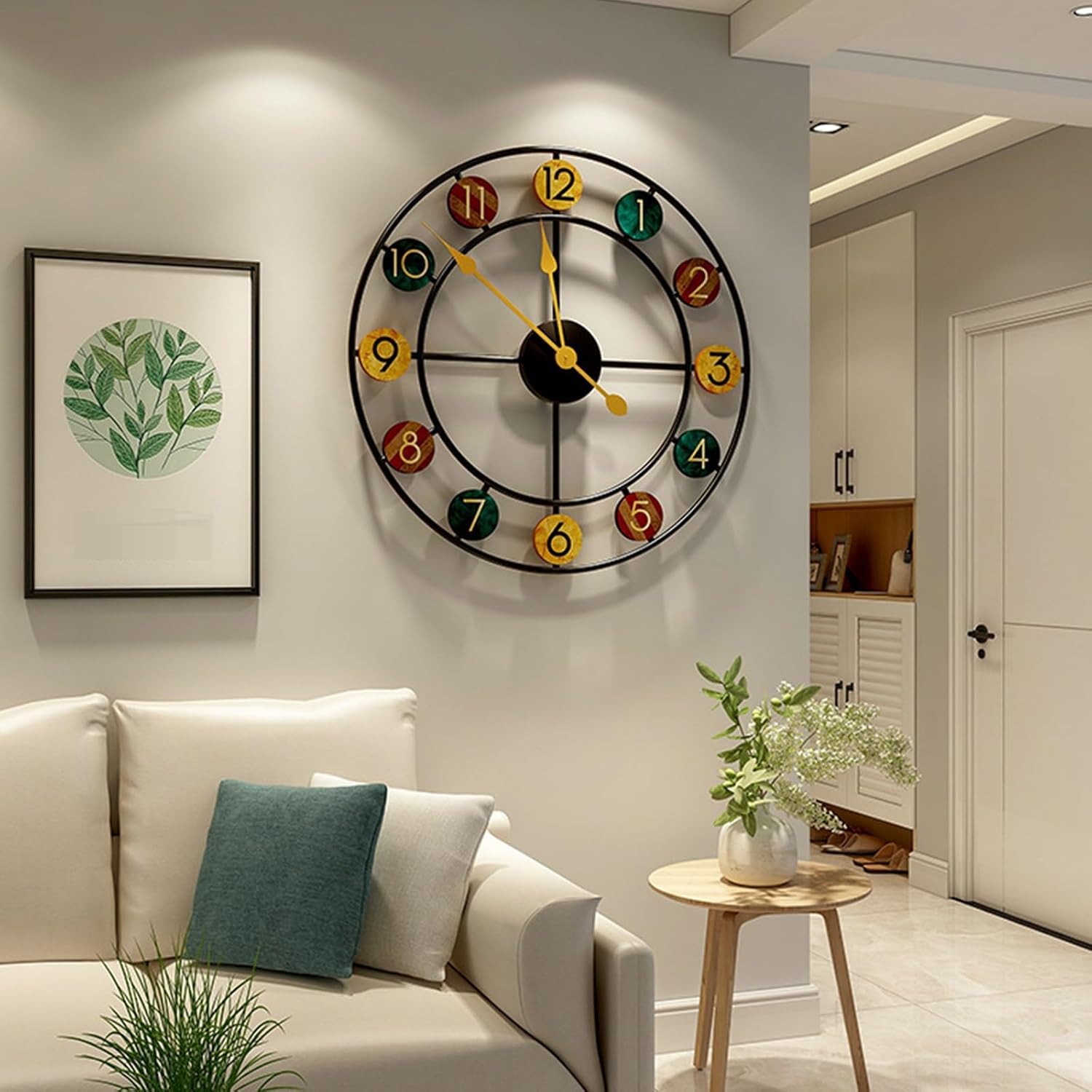 50cm Reloj de Pared de Esqueleto de Metal silencioso, Números Romanos, Movimiento de Barrido silencioso Retro, Sin garrapata, Adecuado para Sala de Estar, Oficina, Dormitorio, café, Hotel, decoración