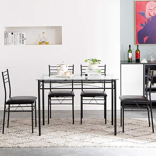 Miniatura 9 de Vasitelan Juego de mesa de comedor, mesa de cocina y sillas para 4, mesa de cocina, juego de mesa de comedor, muebles para el hogar, sillas