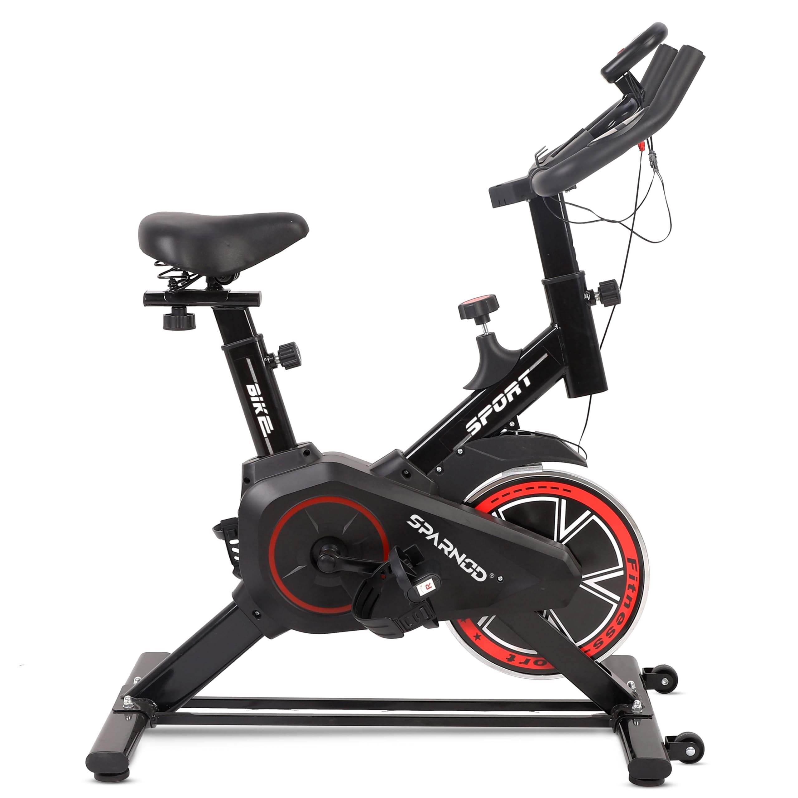 SPARNOD FITNESS SSB-08 Spin Bike Exercise Cycle for Home Gym with 8kg Flywheel, LED Display, Adjustable Resistance, Silent Belt Drive, 4-way Adjustable Cushioned Seat and 2-way Handlebar (SSB-08 (8kg Flywheel))