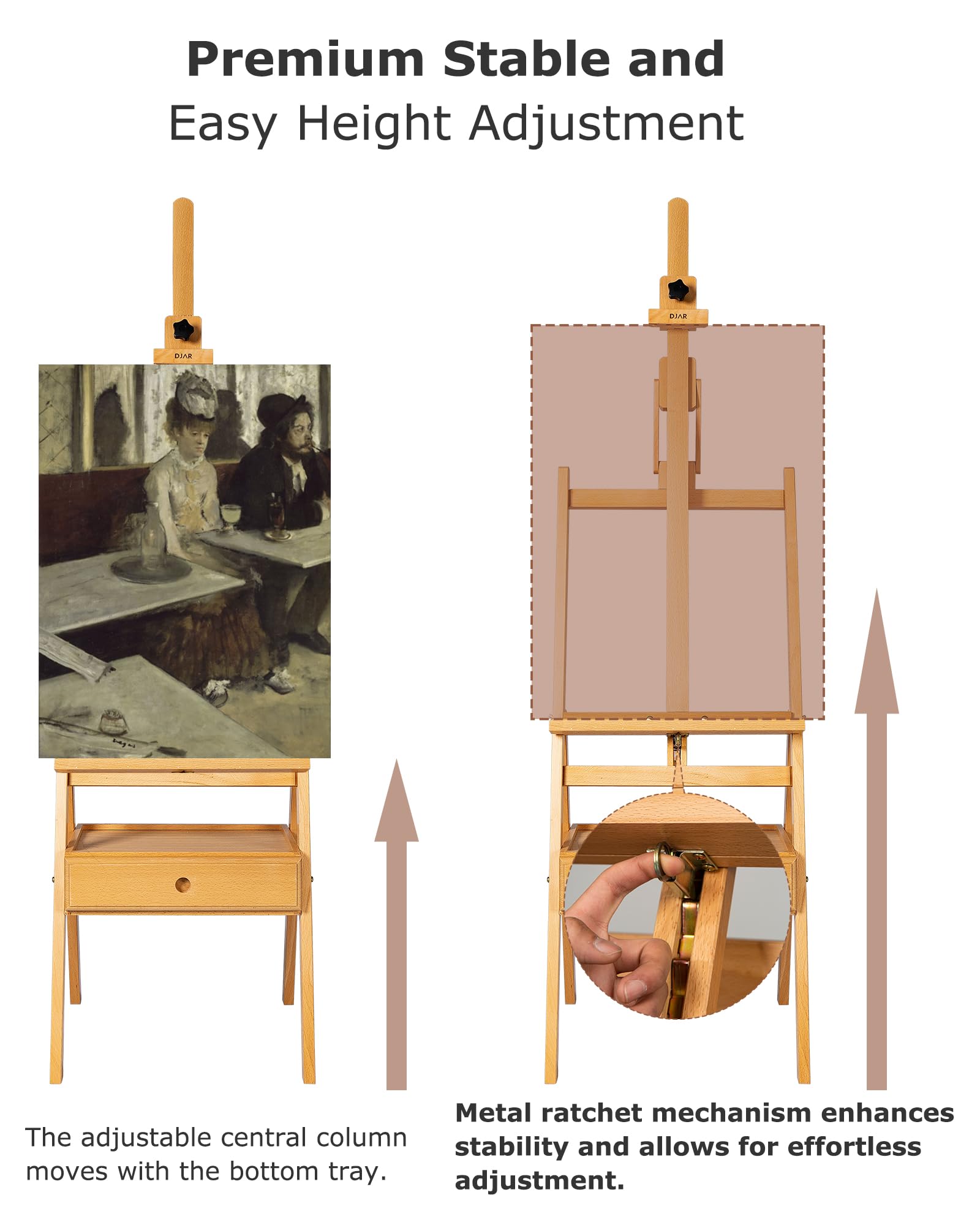 Zwarte Houten Ezel Of Schilderij Kunst Boards Met Hart Pictogram Geïsoleerd Op Witte Achtergrond