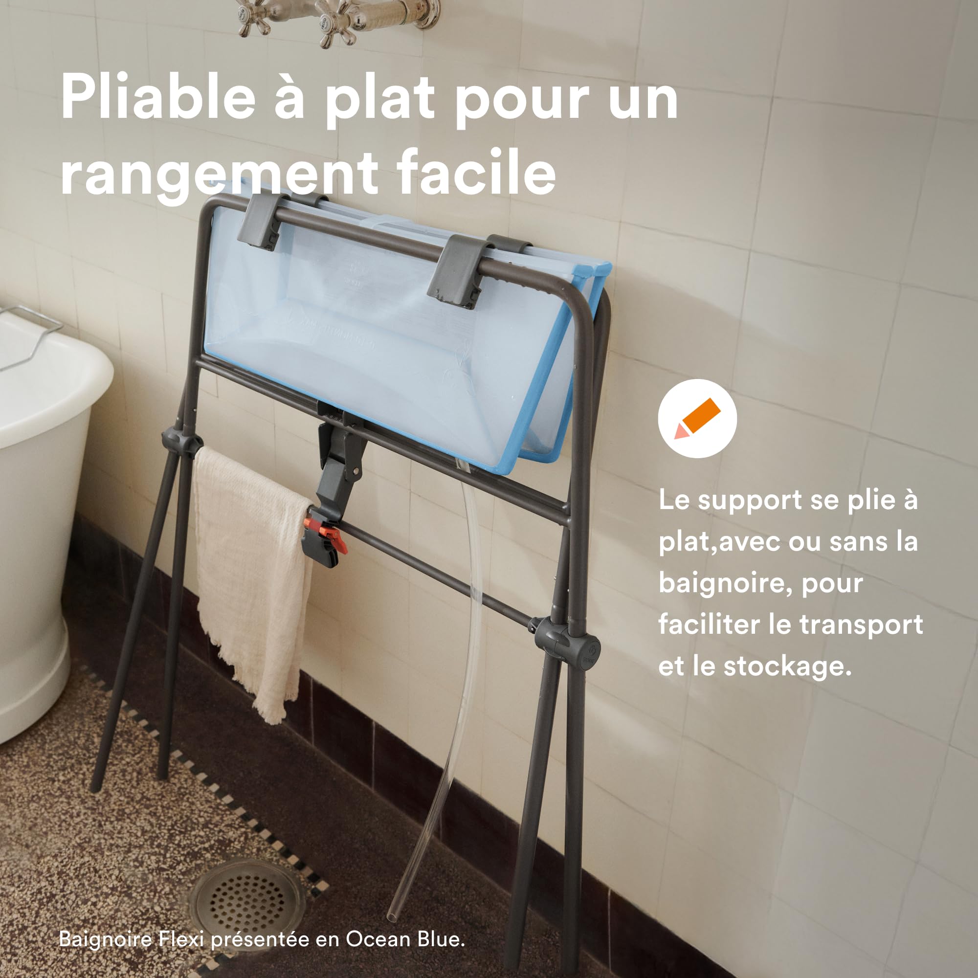 Stokke Flexi Bath (Beige sable) + Support nouveau-né + Support Flexi Bath - Idéal pour Nouveau-né et Bébé Jusqu’à 48 mois - Pliable, durable et facile à ranger