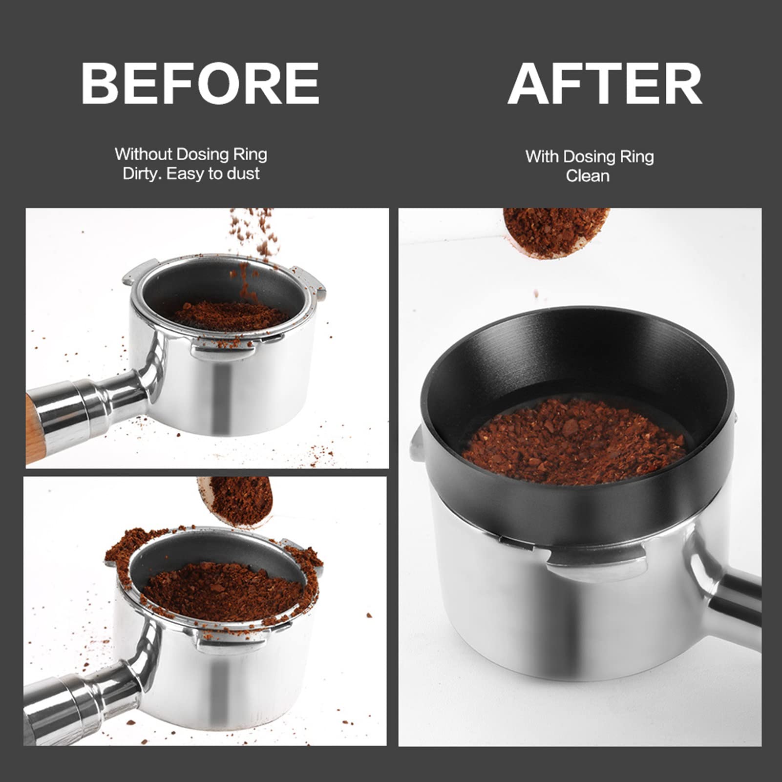 Black, 53MM  Espresso Dosing Funnel And Puck Screen Set Coffee Dosing Ring And Filters For Portafilters Premium Espresso Machine~p124468202