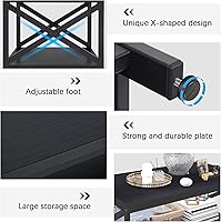 Vista 4 de Bigbiglife Juego de 3 mesas de centro para sala de estar, mesa auxiliar industrial de diseño X y 2 mesas auxiliares, juego de mesa de sala de estar