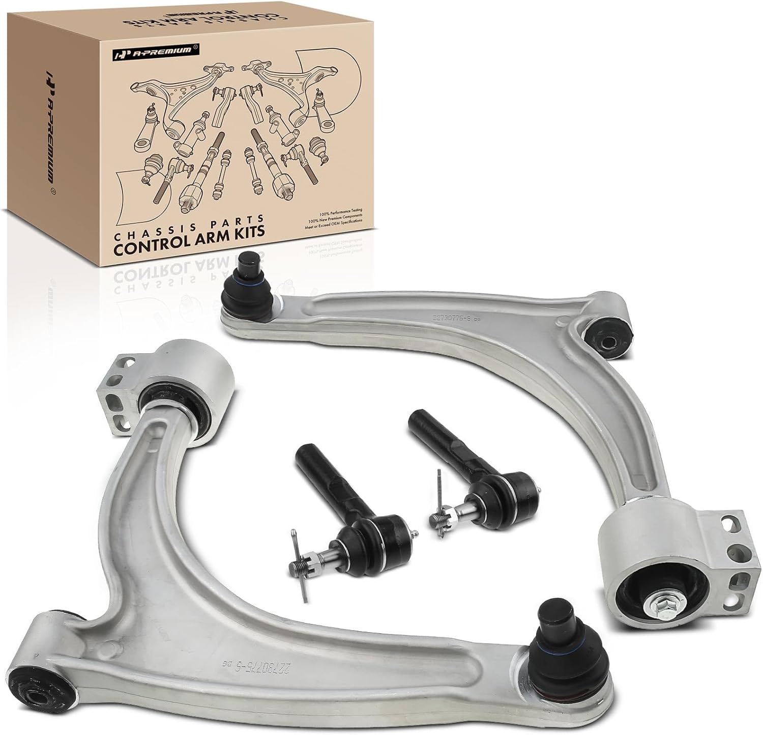 A-Premium Set of 4, Front Lower Control Arm & Outer Tie Rod End, Compatible with Chevrolet Malibu 2004-2012 & Saturn Aura 2007-2009 & Pontiac G6 2005-2010