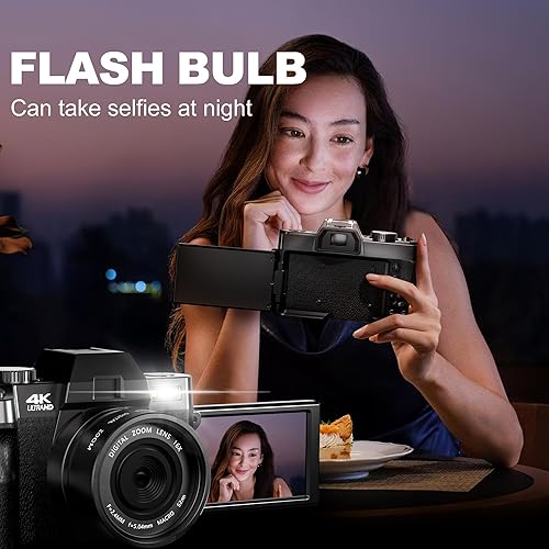 Miniatura 6 de Cámara digital, cámaras de 48 MP para fotografía con WiFi y control de aplicaciones, cámara de vlogging 4K para YouTube con bolsa, cámara compacta,