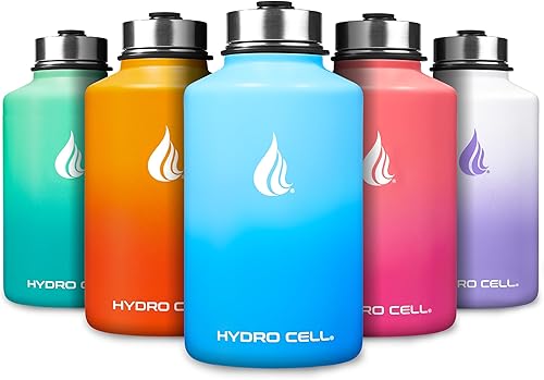 HYDRO CELL - Botella de agua con aislamiento térmico de acero inoxidable con pajilla, para bebidas frías y calientes, termo deportivo con tapón con