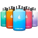 HYDRO CELL Stainless Steel Insulated Water Bottle with Straw - For Cold & Hot Drinks - Metal Vacuum Flask with Screw Cap and Modern Leakproof Sport Thermos for Adults (Sky/Blue 64oz)