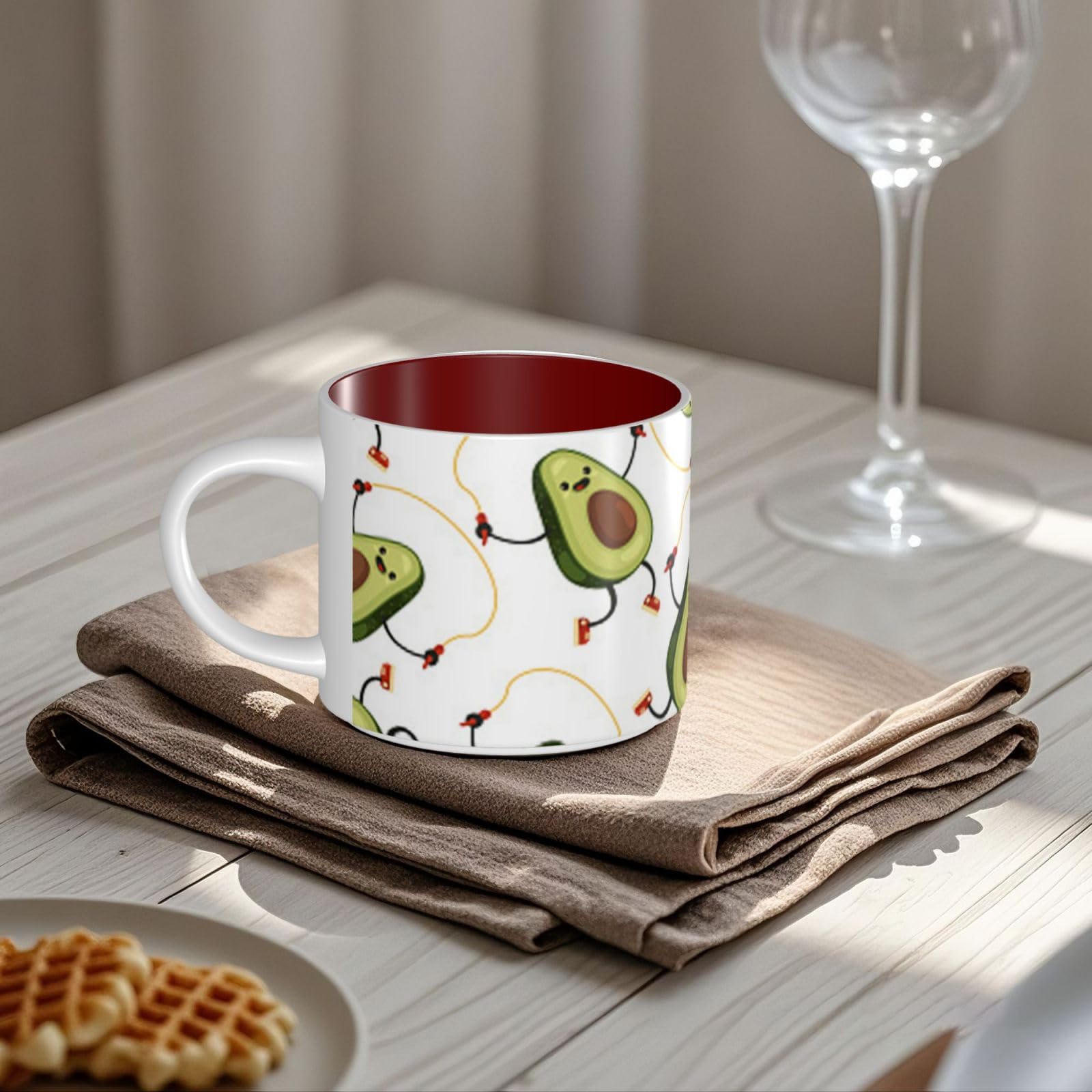 Śmieszne kreskówkowe awokado drukowane kubki ceramiczne o dużej pojemności kubek do kawy