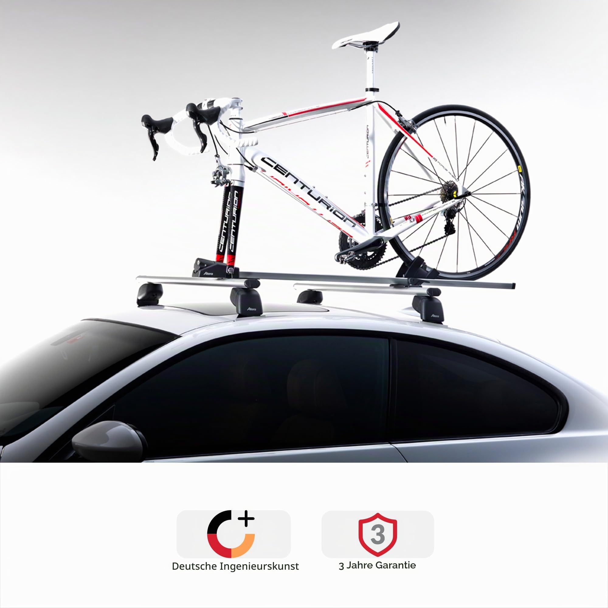 Atera 082221 PKW Fahrradträger Giro Speed - Aluminium Silber - Auto-Dachträger für 1 Rennrad oder Mountainbike bis 17 kg