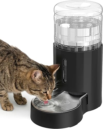 Miniatura 8 de Dispensador de agua para gatos con alfombrilla y cuenco de acero inoxidable, dispensador automático de agua por gravedad para gatos o perros Negro