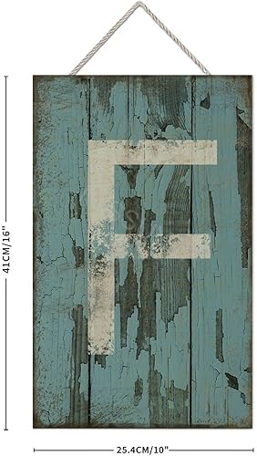 Vista 50 de Letrero colgante de madera con letra A, letrero de madera, decoración del hogar, 26 letras del alfabeto de metal, placa de madera, decoración