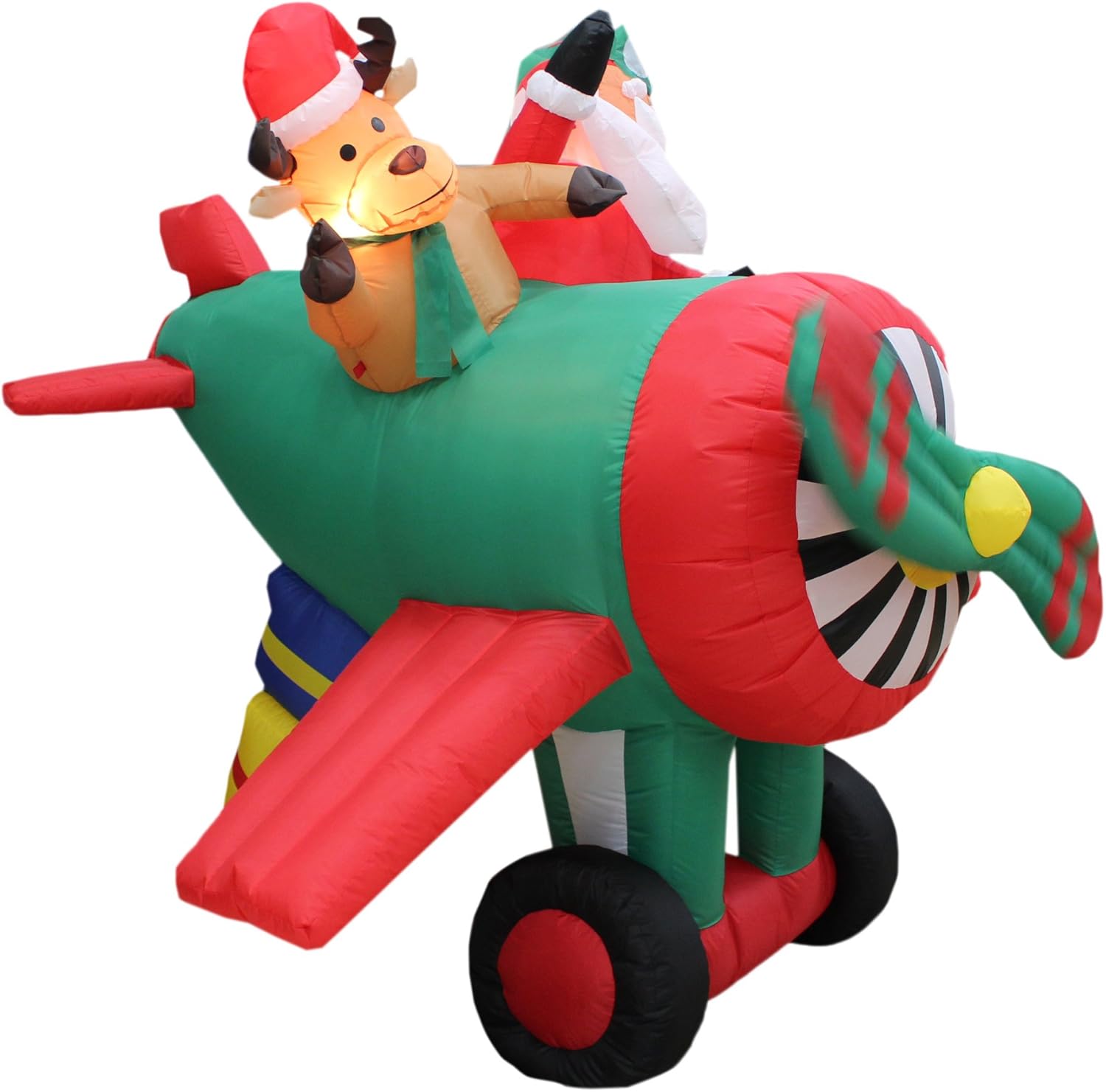 Exсluѕіvе Dіѕсоunt 80% оƒƒеr 6 Foot Long Animated Christmas Inflatable Santa Claus and Reindeer on Airplane Yard Decoration Lights Decor Outdoor Indoor Holiday Decorations, Blow up Lighted Yard Decor, Lawn Inflatables Home